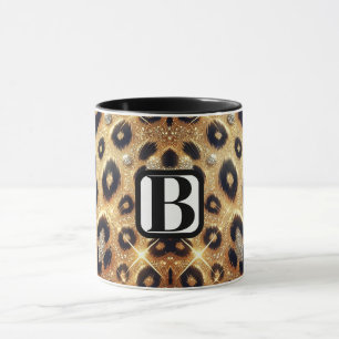 Mug Paillettes Glam Or Imprimé Léopard Guépard Noir 