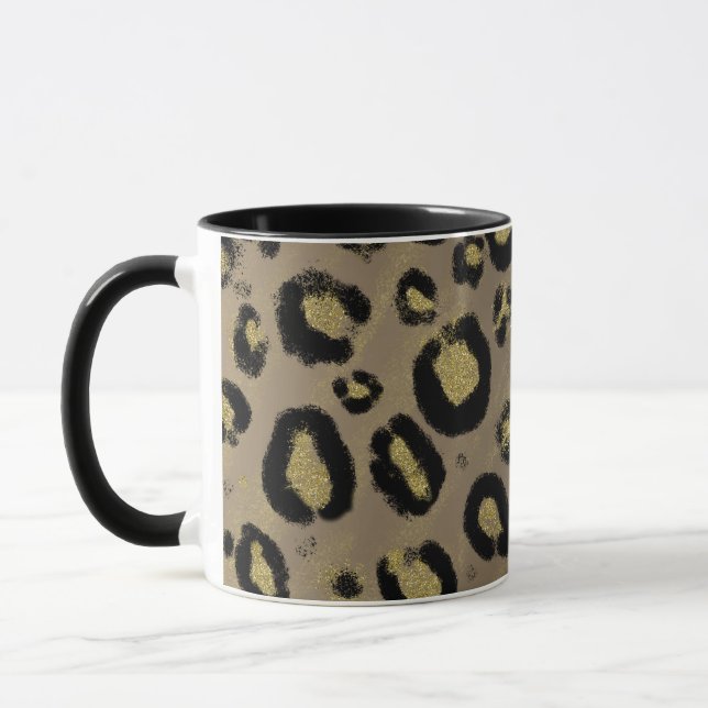 Mug Paillettes Or Brun Et Impression Léopard Guépard N (Gauche)