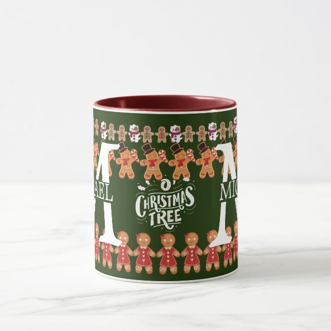 Mug Pain d'épice moderne Monogramme Fête de Noël (Centre)