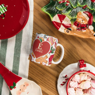 Mug Pain d'épices Personnalisé Monogramme & Nom Noël