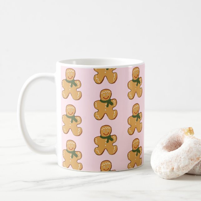Mug Pain d'épices rose Homme Cookie Motif de Noël (Avec donut)