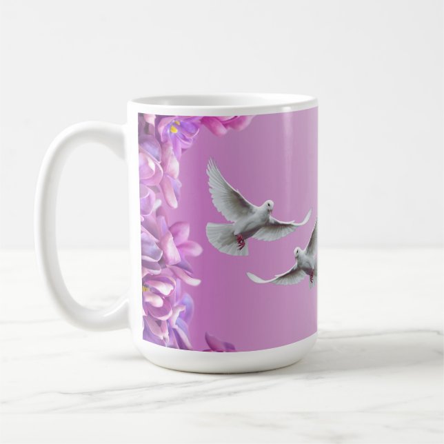 Mug Paire De Belles Colombes Blanches (Gauche)