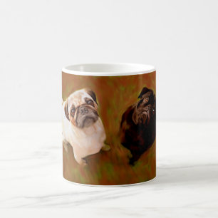 Mug Paire de Carlins aquarelle portrait d'art