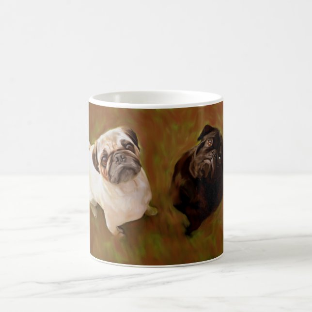 Mug Paire de Carlins aquarelle portrait d'art (Centre)
