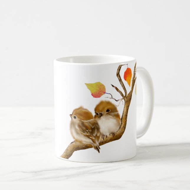 Mug Paire de la boue des oiseaux du moineau (Devant droit)
