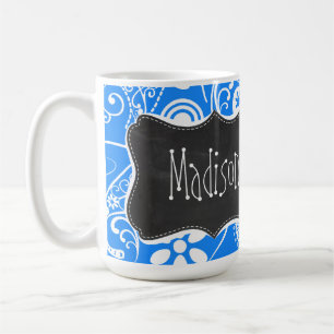 Mug Paisley bleu azuré ; Floral ; Tableau