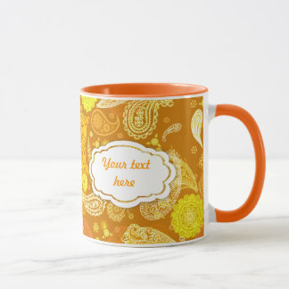 Mug Paisley ensoleillé jaune-orange personnalisable