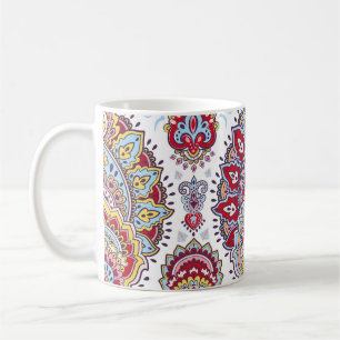 Mug Paisley indien floral, médaillon ethnique.