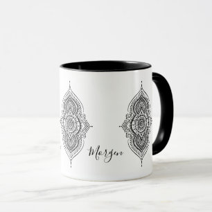 Mug Paisley Noir Orné Mandala