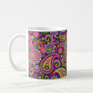 Mug Paisley violet, rose et vert