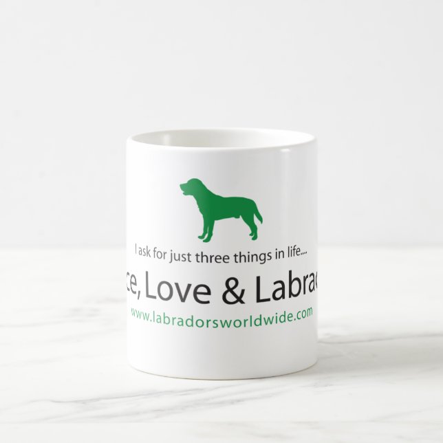 Mug Paix, amour et Labradors (Centre)