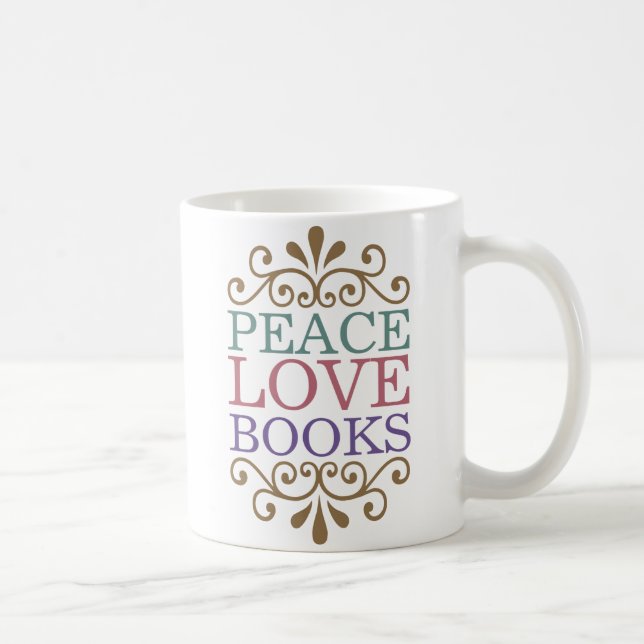 Mug Paix élégante, amour, livres (Droite)