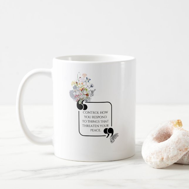 Mug PAIX intérieure stoïque minimaliste Citation illus (Avec donut)