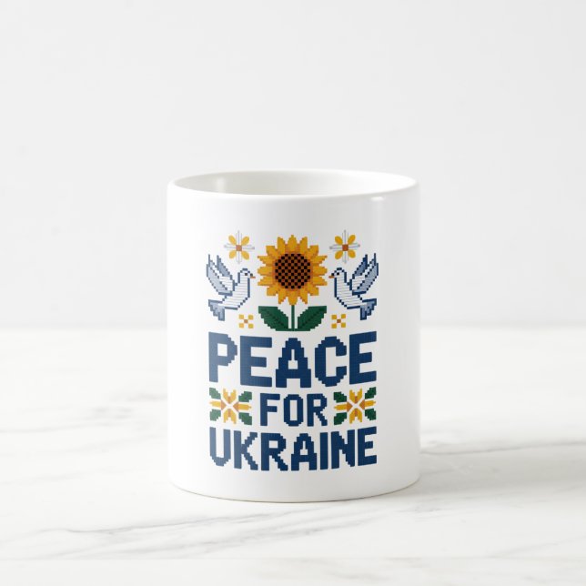 Mug Paix pour l'Ukraine Pixel Folk Art (Centre)