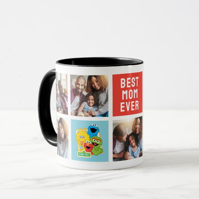 Mug Pal de rue Sésame | Maman Photo Collage (Devant gauche)