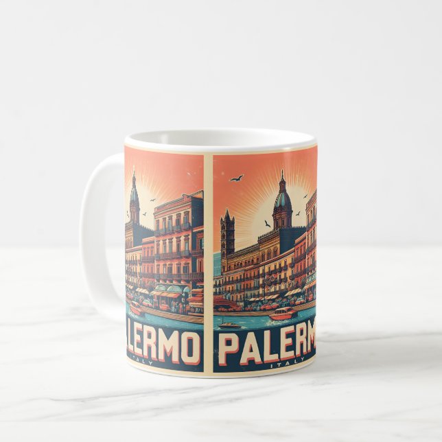Mug Palerme sicilienne Italie cadeaux souvenirs vintag (Devant gauche)