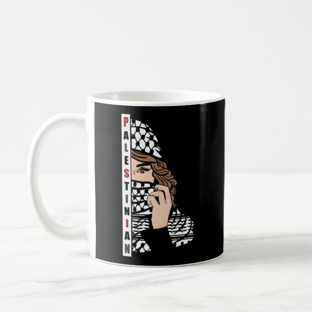 Mug Palestinien avec Kufeya Scarf La mode palestinienn (Gauche)