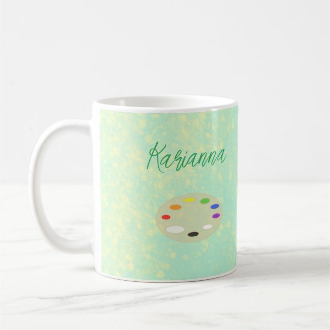 Mug Palette d'art décontracté Vert Jaune Personnalisé (Gauche)