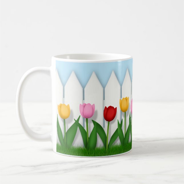 Mug Palissade blanche de charme avec tulières (Gauche)