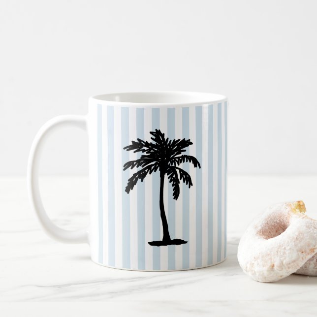 Mug Palm Tree Beach Nautical Stripe (Avec donut)