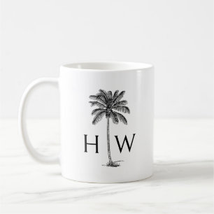 Mug Palmier noir et blanc Monogramme de palmier