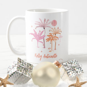 Mug Palmier tropical coloré Noël personnalisé
