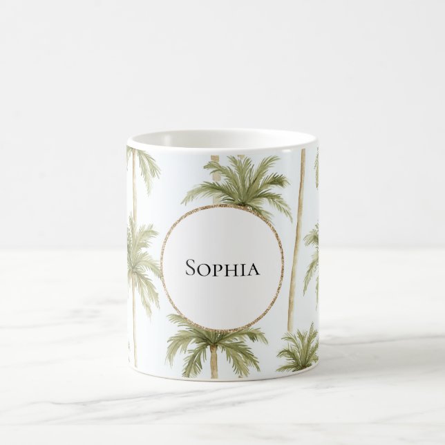 Mug Palmiers blancs verts tropicaux (Centre)