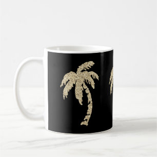 Mug Palmiers chics d'or noirs/tasse de thé café blan
