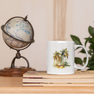 Mug Palmiers dans les tropiques vert et jaune de l'aqu