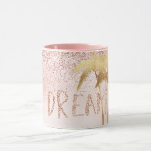 Mug Palmiers d'or Pink Ombre Parties scintillant Dream