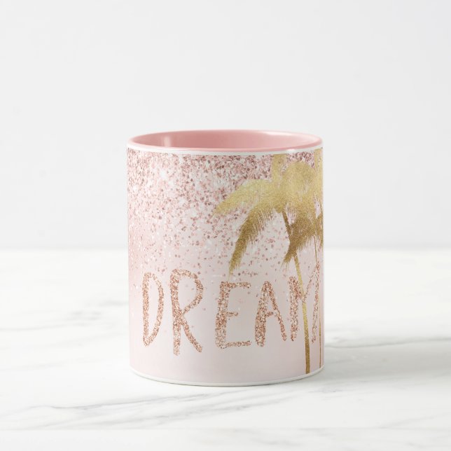 Mug Palmiers d'or Pink Ombre Parties scintillant Dream (Centre)