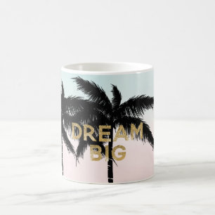 Mug Palmiers tropicaux Pink Mint Ombre rêve d'or grand