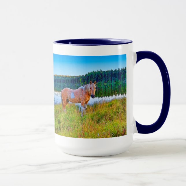 Mug Palomino Pinto par scène de lac et de forêt (Droite)