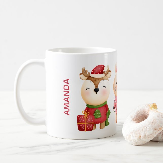 Mug Pals de Noël - Ours de rennes et lapin (Avec donut)