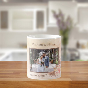 Mug Pampas herbe rose or photo floraux rose mariage