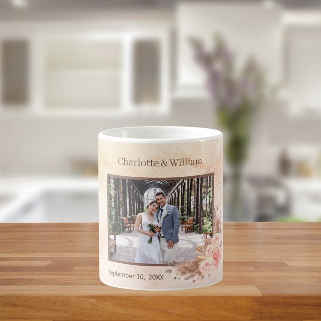 Mug Pampas herbe rose or photo floraux rose mariage (Créateur téléchargé)