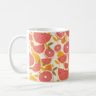 Mug Pamplemousse et tranches de moitié avec feuilles s