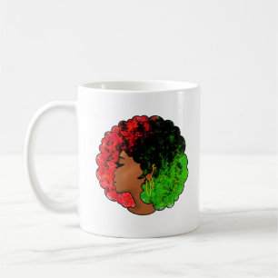 Mug Pan Africaine noire femme rouge vert orgueil afro