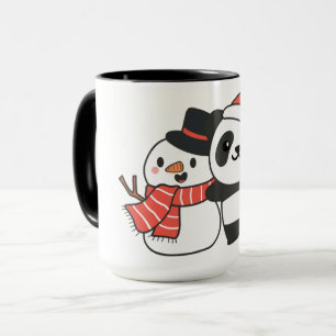Mug Panda Avec Snowman En Hiver Pour Noël