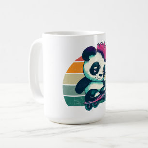 Mug Panda bébé mignonne avec mohawk   Panda de patinag