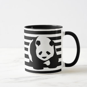 Mug Panda et rayures noirs et blancs