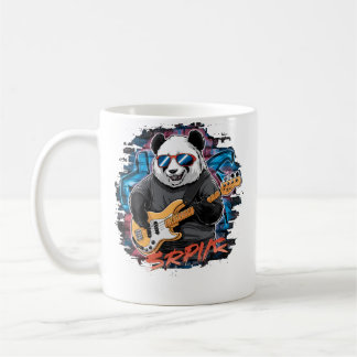 Mug Panda Mignon Jouant de la Guitare Basse Animal Jou