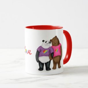 Mug Panda mignonne & ours brun 'l'amour c'est l'amour'