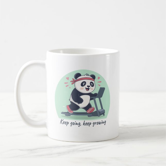 Mug Panda motivationnel mignon sur tapis roulant (Gauche)