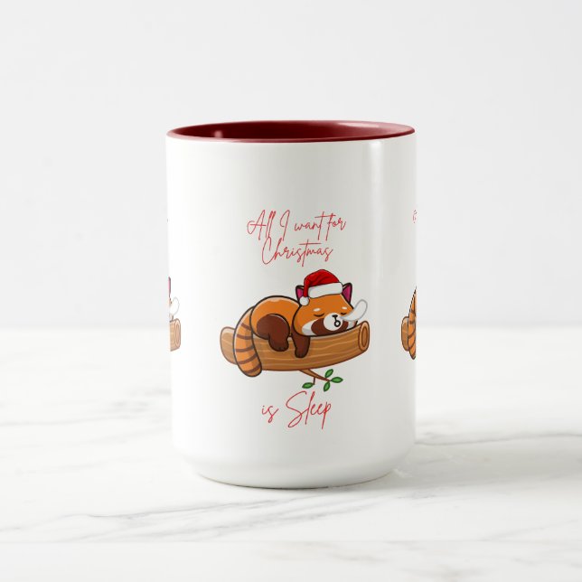 Mug Panda rouge : Tout ce que je veux pour Noël, c'est (Centre)