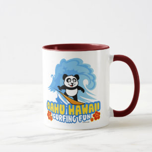 Mug Panda surfant d'Oahu