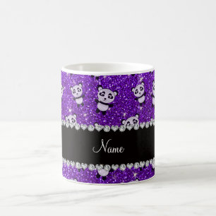 Mug Pandas pourpres personnalisés de parties