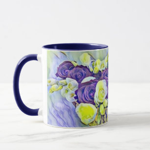 Mug Panier blanc violet de peinture Rose aquarelle