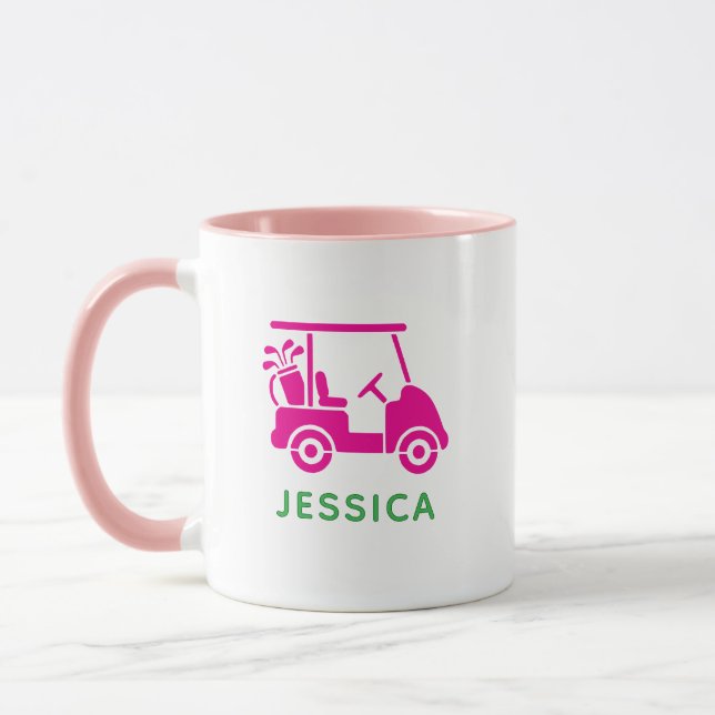 Mug Panier de golf personnel rose mignon deux tonalité (Gauche)