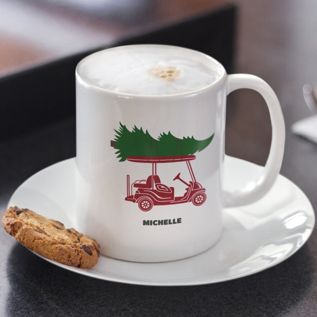 Mug Panier de golf rouge avec sapin de Noël (Créateur téléchargé)